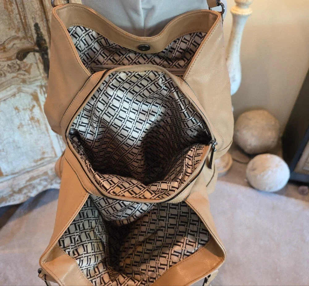 Tignanello Neutral Tan Leather Shoulder Bag